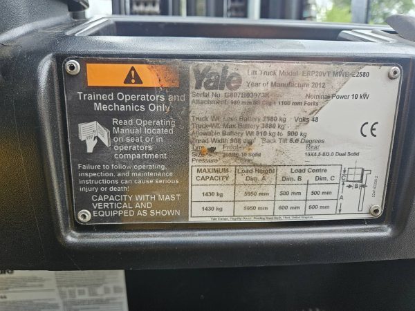 Yale ERP20VT Electric Counter Balance Forklift Truck