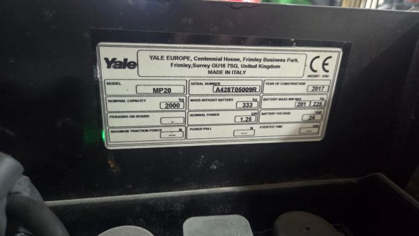 Yale P2.0 / Hyster MP20 Electric Pallet Movers